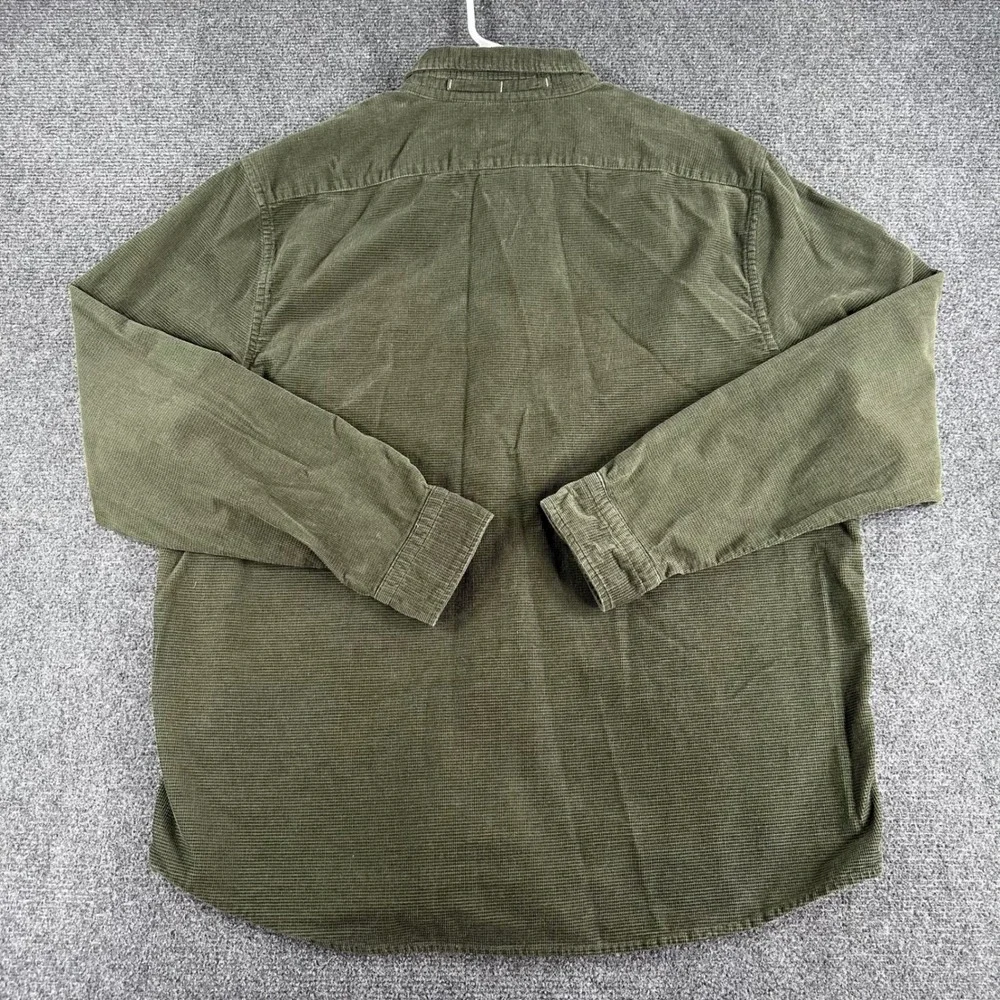 Banana Republic Corduroy Shirt Mens XL Extra Large Green Untucked Fit Fine Wale